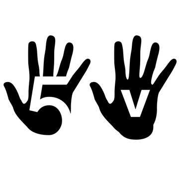 High five hand meeting greeting with number five Hidden concept Silhouette vector image