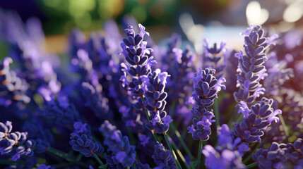 Closeup blooming lavender. Generative AI