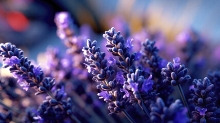 Closeup blooming lavender. Generative AI