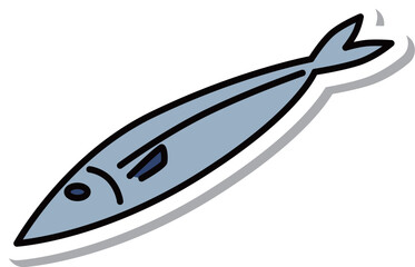 ステッカー風の料理食べ物単品アイコン　魚