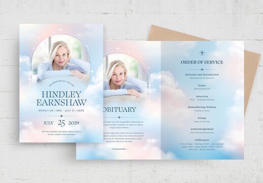 Heavenly Blue Sky Funeral Program Template Layout