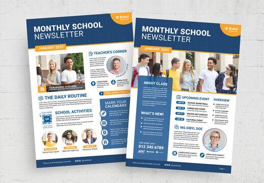 High School College University Education Newsletter Bulletin Layout