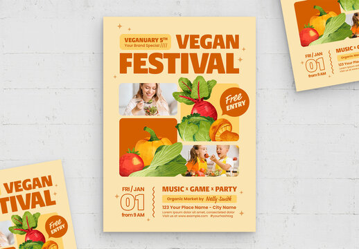 Vegan Vegetarian Flyer Poster Template Layout