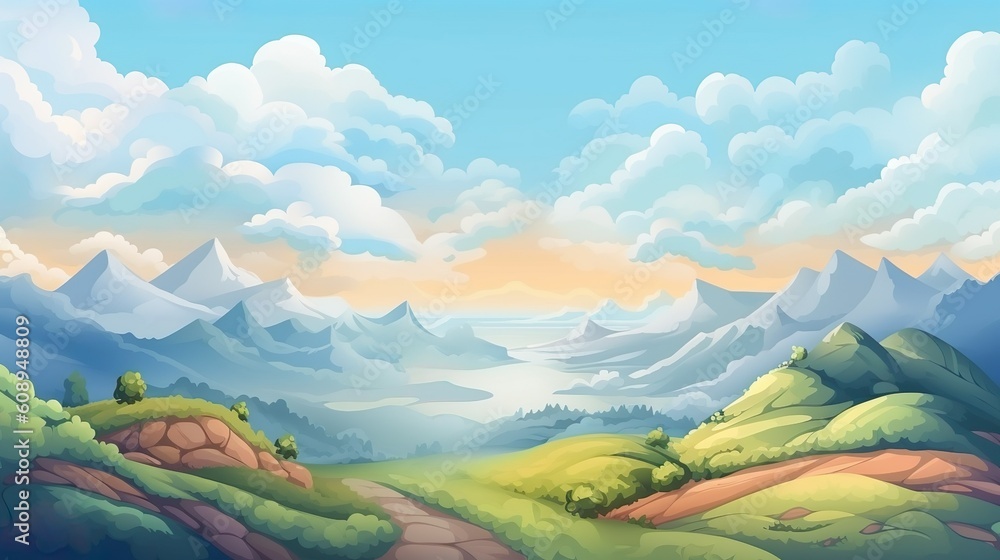 Poster abstract background view of the valley. view of the valley with a captivating banner design showcasi