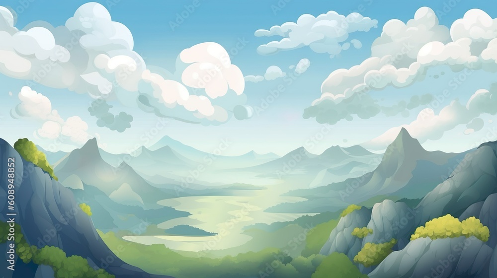 Poster abstract background view of the valley. the scenery of the valley through a banner design that incor