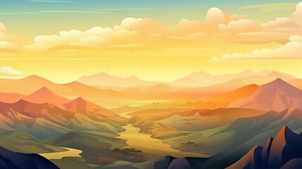 Abstract background view of the valley. The captivating hues of a sunset as it paints the view of the valley. Generative AI.