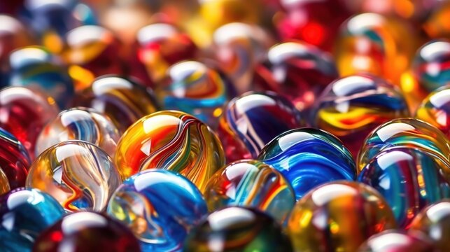 Illustration of glass marbles background, AI Generated