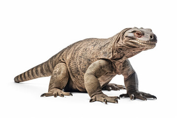 Obraz premium Komodo dragon isolated on white background. Generative AI. 