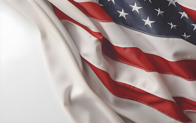 American flag on white background Independence day celebration background Generative AI