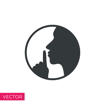 do not disturb icon, please do quiet, pssst or shhh gesture lips, silence or secret, keep shut mouth - icon vector