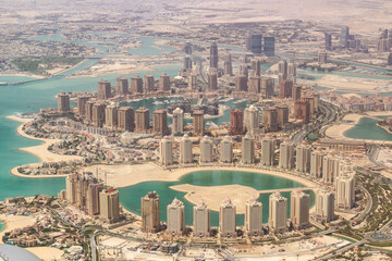 Aerial view of the Pearl Island in Doha, Qatar