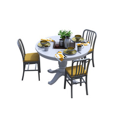 table isolated on white background, 3D illustration, cg render

