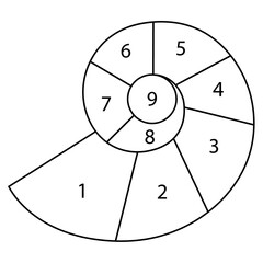 Hopscotch game "Snail" Children's outdoor game. Vector.