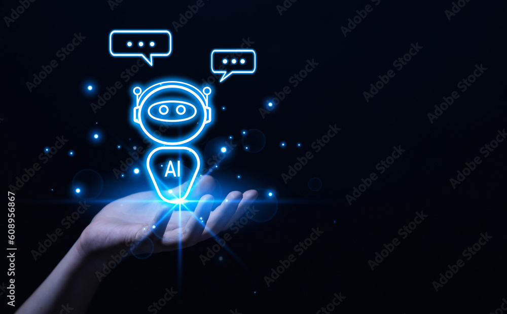 Poster robot intelligent digital chatbot chat assistant robot customer ai artificial intelligence technolog
