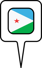 Djibouti flag Map pointer icon, square design.