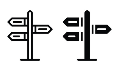 Signpost icon with outline and glyph style.