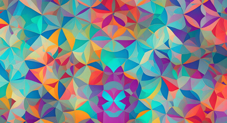 Colorful Geometric Patterns in a Circular Kaleidoscope Design