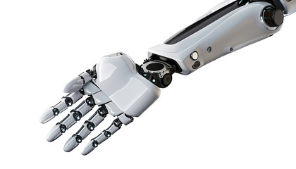 3D Rendering futuristic robot hand, technology, ChatGPT Robot, artificial intelligence AI, and machine learning concept. Global robotic bionic science research for future of human life.