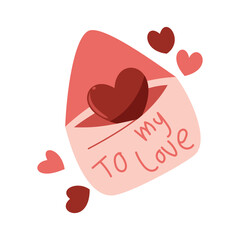 Valentine's Day Element Illustration Isolated On White Background. Valentine Icon. Pink Valentine Element. Template for Sticker kit, Greeting, Congratulations, Invitations, Planners. 