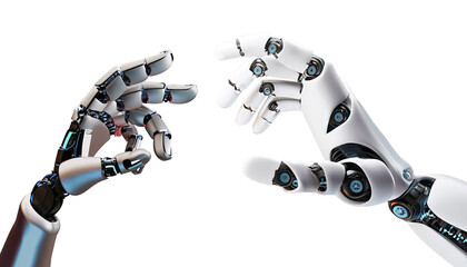 3D Rendering futuristic robot hand technology development, ChatGPT Robot, artificial intelligence AI, and machine learning concept. Global robotic bionic science research for future of human life.