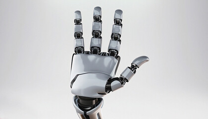 3D Rendering futuristic robot hand technology development, ChatGPT Robot, artificial intelligence AI, and machine learning concept. Global robotic bionic science research for future of human life.