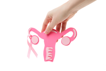 PNG, World Cancer day, concept of female cancer, isolated on white background