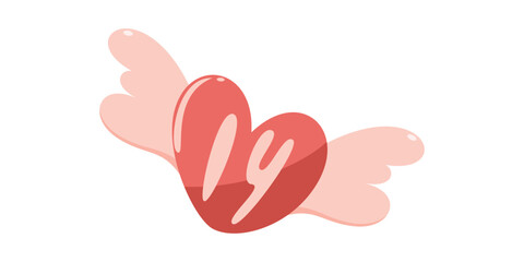 Valentine's Day Element Illustration Isolated On White Background. Valentine Icon. Pink Valentine Element. Template for Sticker kit, Greeting, Congratulations, Invitations, Planners. 