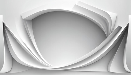 White Architecture Circular Background. Modern Building Design. Abstract Curved Shapes.