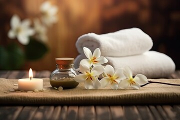 Fototapeta na wymiar Natural Relaxing Spa Massage Table