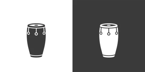 Fotobehang Conga drum flat web icon. Conga logo design. Percussion instrument simple conga drum sign silhouette icon invert color. Conga solid black icon vector design. Musical instruments concept © Vinh
