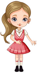 Cute female student cartoon character