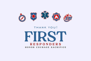 National First Responders Day Holiday concept. Template for background, banner, card, poster, t-shirt with text inscription - obrazy, fototapety, plakaty