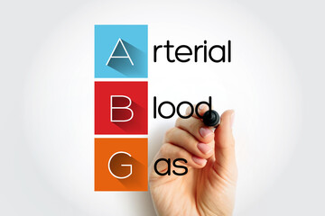 ABG Arterial Blood Gas - test measures the acidity and the levels of oxygen and carbon dioxide in...