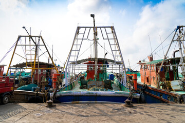 Obraz na płótnie Canvas Ponnani fishing harbor in the Malappuram District of Kerala.