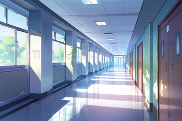 繊細で芸術的な学校や学園系背景のイラスト(AI generated image)