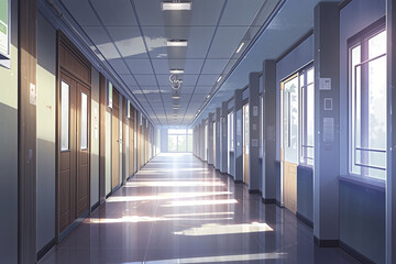 繊細で芸術的な学校や学園系背景のイラスト(AI generated image)