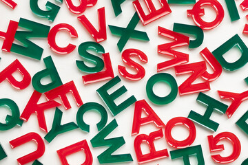 Multicolored letters. Random letters background. 