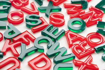Fototapeta premium Colorful random letters background. Multicolored letters