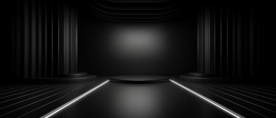 Black background abstract with Gradient in empty room studio , Generative AI	