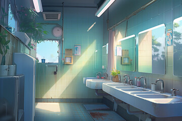 繊細で芸術的な学校や学園系背景のイラスト(AI generated image)