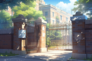 繊細で芸術的な学校や学園系背景のイラスト(AI generated image)