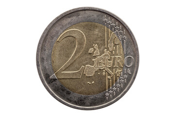 Two euro coin of Germany which is a German currency, stock photo png file cut out and isolated on a transparent background © Tony Baggett