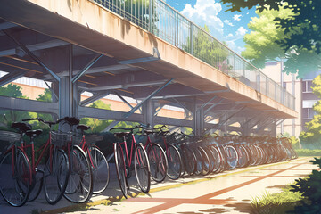 繊細で芸術的な学校や学園系背景のイラスト(AI generated image)