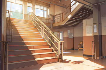 繊細で芸術的な学校や学園系背景のイラスト(AI generated image)