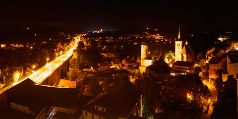 Bautzen city at night, oldtown, old city saxony, travel,
