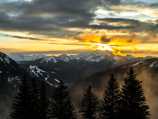 Sunset mountain view 