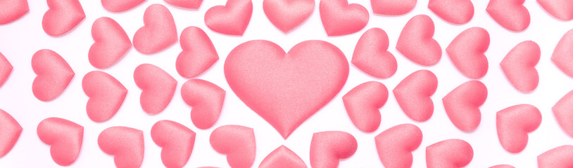 Love. St. Valentine's Day Beautiful background from hearts. Concept of love and romance. Red and...
