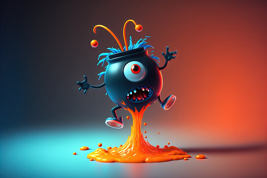 Monster can. Alluminium can with paint as a cute character. Generated AI.