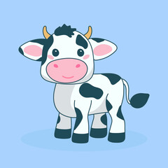 cow funny cartoon isolated vector illustration