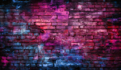 Fototapeta na wymiar purple and pink bricks light up the background